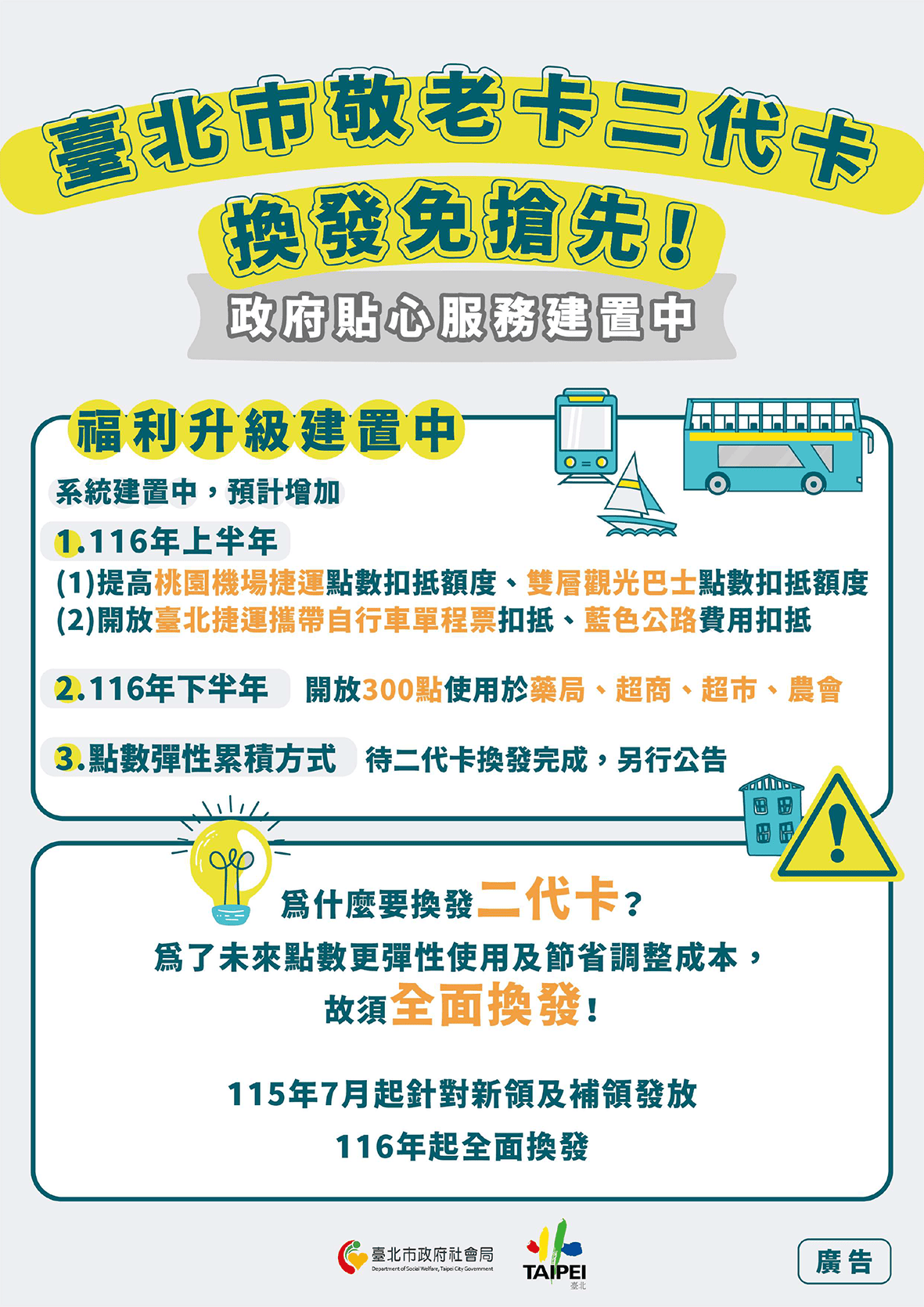 臺北市敬老卡升級懶人包